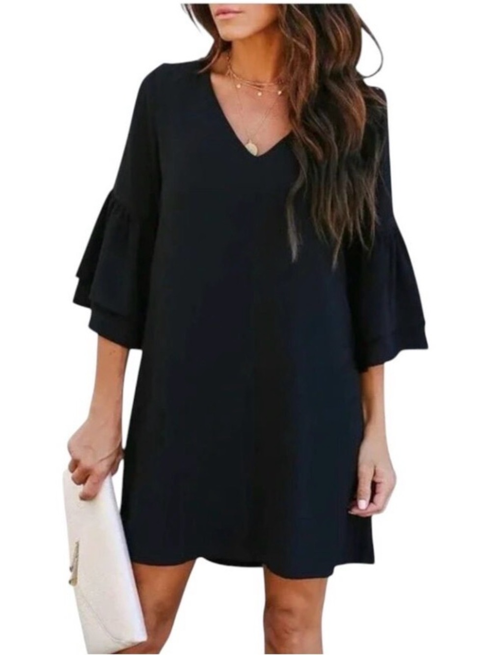 Belongsci Black Flutter Sleeve Dress | BOHO-Chic | Size Small | NWT